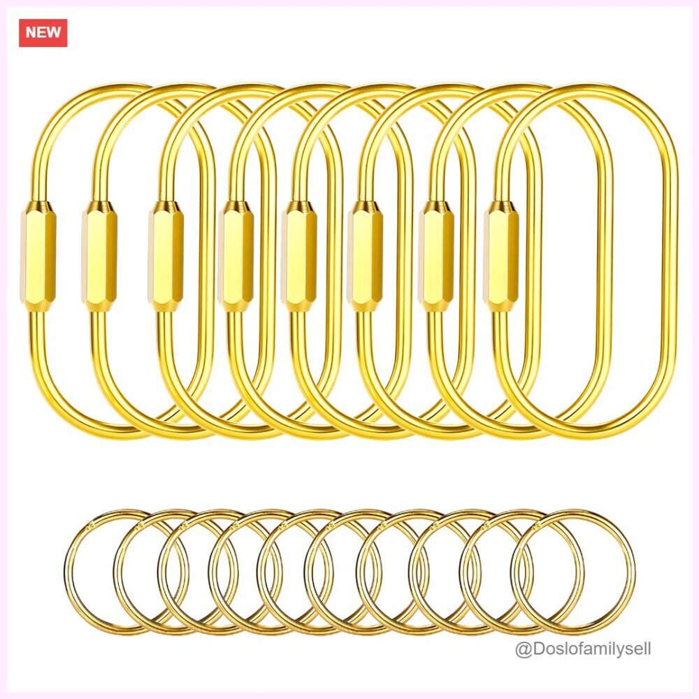 8 Pack Brass Screw Lock Carabiner Keychains, Durable Key Organizer for Bags